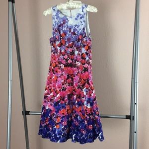White, blue and pink floral dress size 6